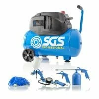 SGS 24 Litre Oil-Less Air Compressor & 5 Piece Air Tool Kit - 6.3 CFM, 1.6 HP