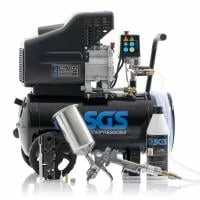 SGS 24 Litre Direct Drive Air Compressor With Integrated Hose Reel & Spray Gun Kit - 9.5CFM 2.5HP 24L