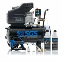 SGS 24 Litre Direct Drive Air Compressor With Integrated Hose Reel & Staple Gun Kit - 9.5CFM 2.5HP 24L