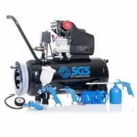 SGS 50 Litre Direct Drive Air Compressor With Integrated Hose Reel & 5 Piece Tool Kit - 9.5CFM 2.5HP 50L